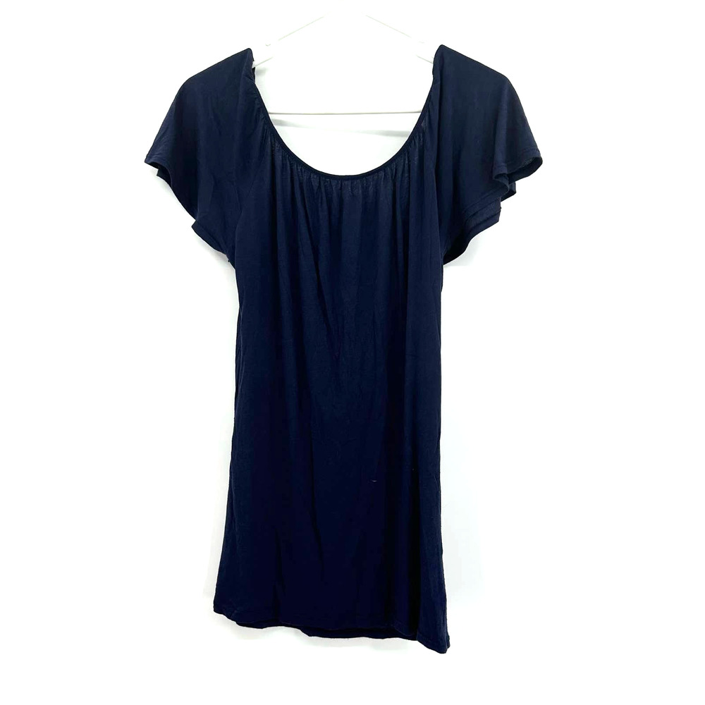 Splendid size small blue short sleeve blouse top shirt tie back supma cotton